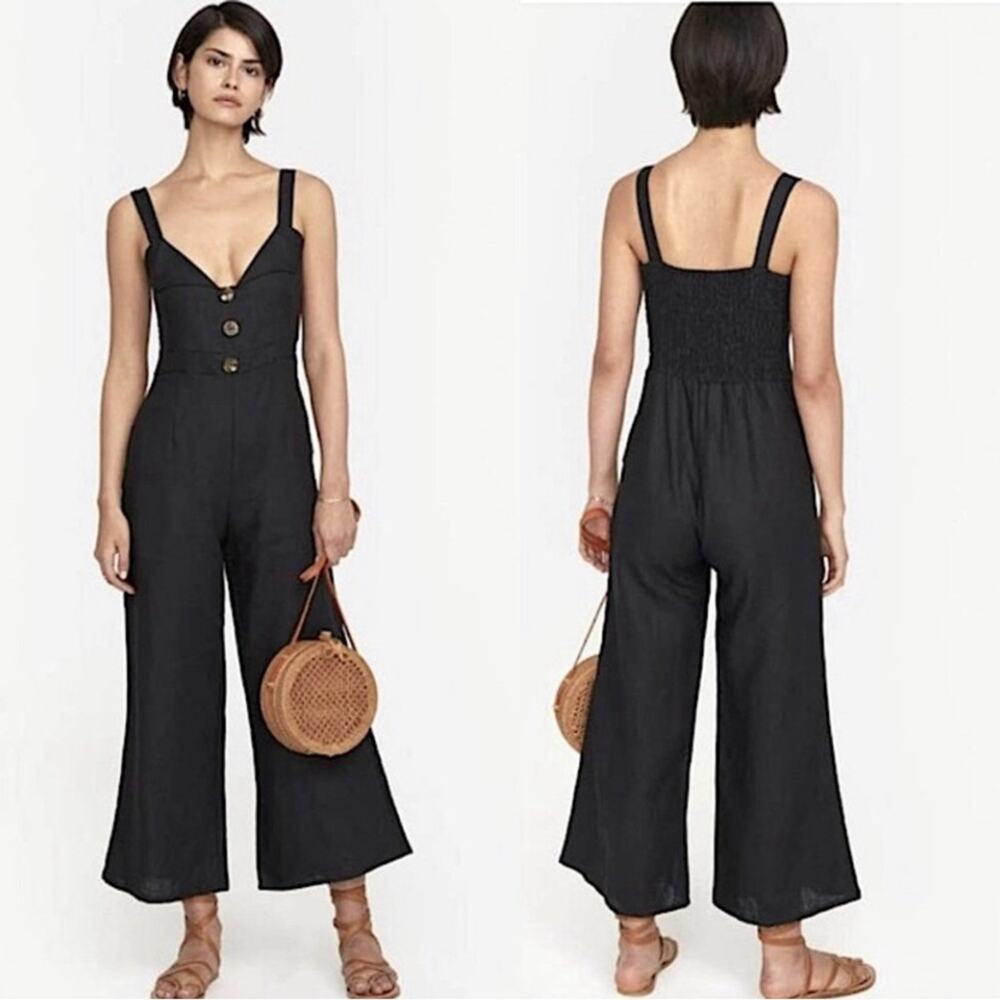 Faithfull The Brand's Scout Jumpsuit Linen Smocked Back Size XS